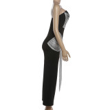 Slash Neck Tassel Patchwork Tight Maxi Dress GZJQ-K25D91010