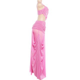 Mesh Patchwork See Through Two Piece Skirts Set GZJQ-K6S01127A
