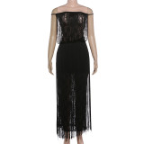 Lace Patchwork Off Shoulder Maxi Dress GZJQ-K25D91003