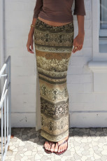 Retro Print Split Half Body Skirt GPKJ-MR47708