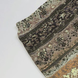 Retro Print Split Half Body Skirt GPKJ-MR47708