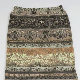 Retro Print Split Half Body Skirt GPKJ-MR47708