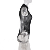 Print Sleeveless See Through Mesh Tops GPKJ-MR47214