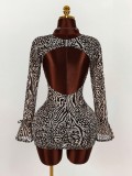 Flare Sleeve Backless Mini Dress GXIY-K25L1876