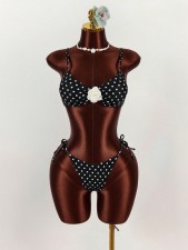 Polka Dots Print Tie Up Bikini 2 Piece Swimsuit GXIY-K26L2071