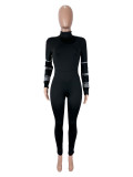 Long Sleeve Hot Drill High Collar Jumpsuit SHD-9958