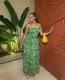 Print Wrap Chest Ruffles Maxi Dress GMYU-10069