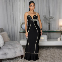 Sexy Sleeveless Beaded Spaghetti Straps Maxi Dress CYA-902240