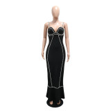 Sexy Sleeveless Beaded Spaghetti Straps Maxi Dress CYA-902240