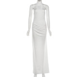 Off Shoulder Solid Color Maxi Dress GYME-K6D02041A