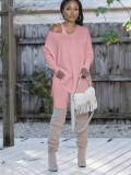 Solid Color Loose Tops Tight Pants 2 Piece Set BMF-680