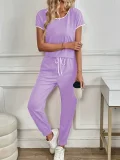 Short Sleeve Loose Two Piece Pants Set GDYF-3509