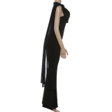 Mesh Sleeveless Ribbon Slim Jumpsuit GYME-K25Q90612