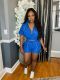 Contrast Color Line Patchwork Tops Sport Two Piece Shorts Set SH-391521