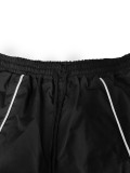Contrast Color Line Patchwork Tops Sport Two Piece Shorts Set SH-391521