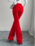 Drawstring Solid Color Micro Flare Pants GDYF-3455