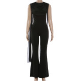 Mesh Sleeveless Ribbon Slim Jumpsuit GYME-K25Q90612