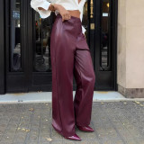 Solid Color PU Leather Casual Pants GPBY-SK9997