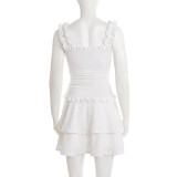 Solid Color Drawstring Cake Mini Dress GPKJ-MR46284