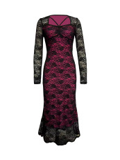 Lace Patchwork Long Sleeve Maxi Dress GZJF-ZJ10210