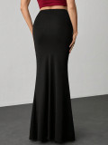 Solid Color High Waist Long Fishtail Skirt GZJF-ZJ6649