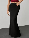 Solid Color High Waist Long Fishtail Skirt GZJF-ZJ6649