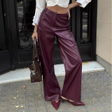 Solid Color PU Leather Casual Pants GPBY-SK9997