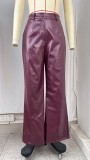 Solid Color PU Leather Casual Pants GPBY-SK9997