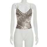 Zebra Print V-neck Mesh Tank Top GSBW-C26TP061 