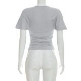 Deep V Neck Bat Sleeve T Shirt GSBW-C26TP096