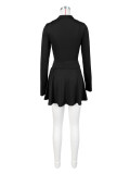 Sports Casual Long Sleeve Coat Flared Skirt Two Piece Set CH-24029