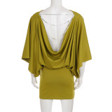 Backless Chain Solid Color Mini Dress GPKJ-MR42659