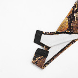 Snake Print Sleeveless Bodysuit Seventh Pants Suit GDSF-J26ST076