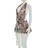 Leopard Print Backless Mini Dress GDSF-D26DS066