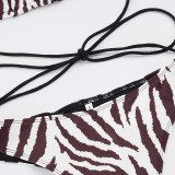 Zebra-Print Halterneck Sexy Bikini Set GPKJ-MR48263