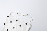 Polka Dot Print Backless Vest Seventh Pants Suit XEF-K6S03857A