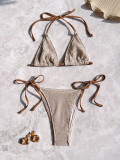 Solid Color Backless Tie Up Bikinis 2 Piece Swimsuit CASF-6750