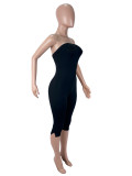 Solid Color Wrap Chest Backless Tight Jumpsuit SHD-9961