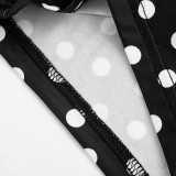 Polka Dots Print Slash Shoulder Romper GDSF-J26RP093