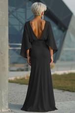 Long Sleeve Solid Color Pleated Maxi Dress GQLK-KG6321