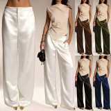Solid-Color Satin Wide-leg Pants GSRX-816