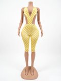 Backless Bodysuit Polka Dots Print Fifth Pants Suit CM-60407