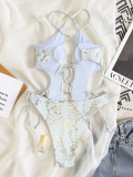Print Tie Up Backless One Piece Swimsuit CASF-6796