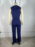 Sleeveless Contrast Color Drawstring Two Piece Pants Set TE-4720