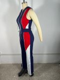 Sleeveless Contrast Color Drawstring Two Piece Pants Set TE-4720