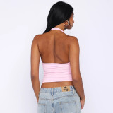 Print Sleeveless Halterneck Tank Tops LJSF-T6321200X