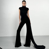 Solid Color Short Sleeve Knits Two Piece Pants Set SHD-9973