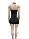 Lace Hollow Out Halterneck Mini Dress GFCF-1448