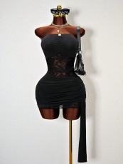 Solid Color Lace Patchwork Tube Top Dress GHYX-TJY8210