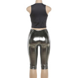 Print Sleeveless Tank Tops Tight Fifth Pants Suit GZJQ-K6S03929A